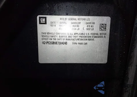 2014 Chevrolet Cruze 1Lt Auto из США, поврежденный, VIN 1G1PC5SB9E7304243